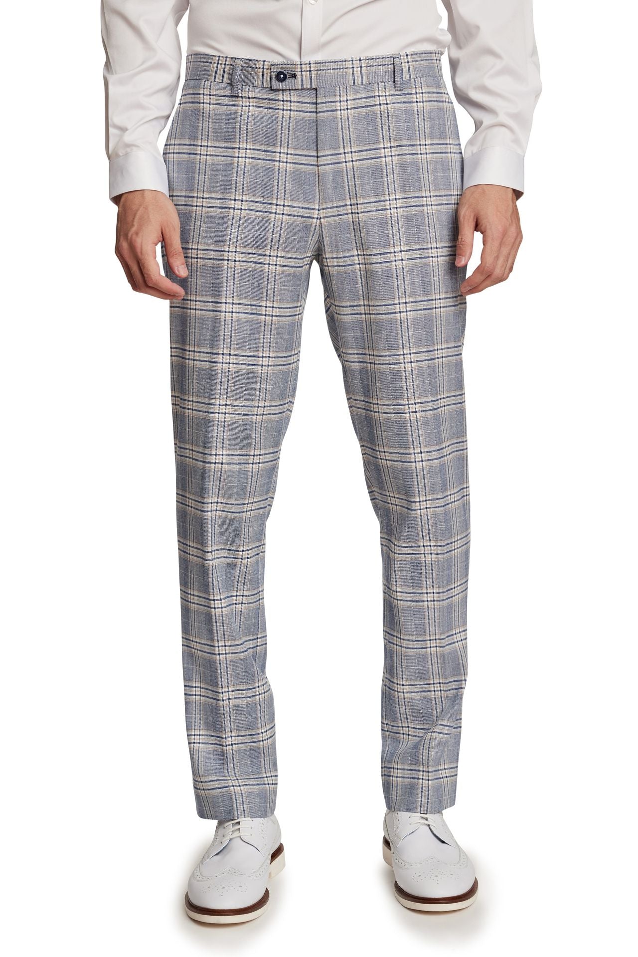 Paisley & Gray Downing Pants Slim Blue Beige Check