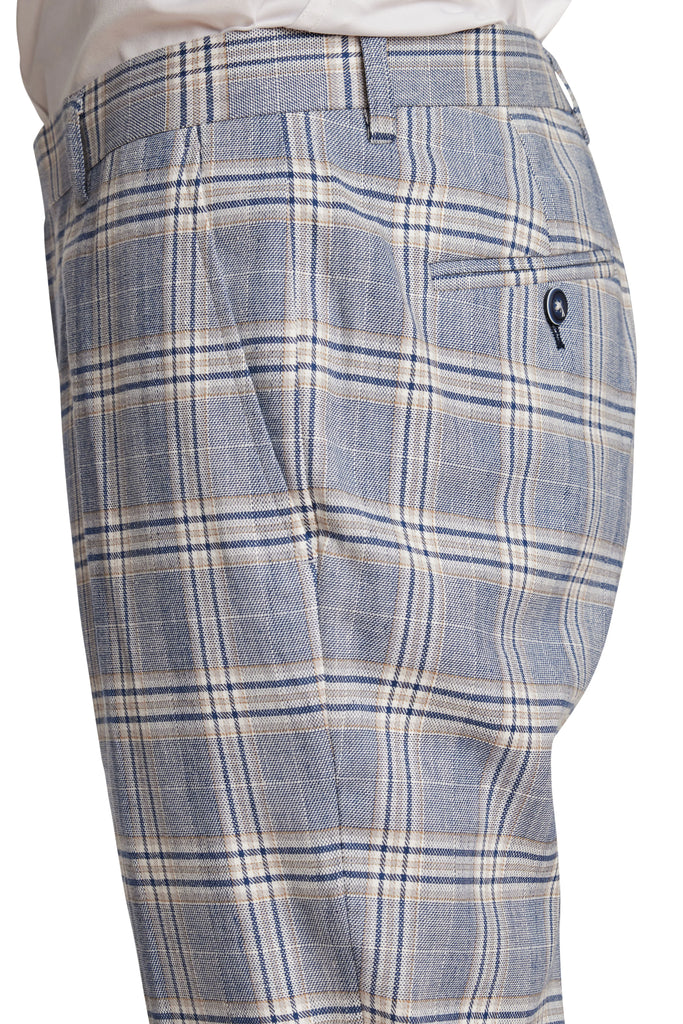 Paisley & Gray Downing Pants Slim Blue Beige Check