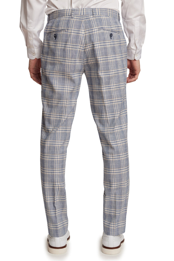 Paisley & Gray Downing Pants Slim Blue Beige Check