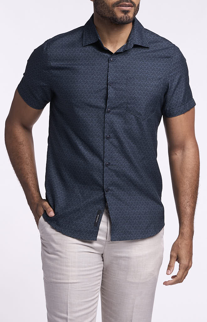 Tahari Sueded Short-Sleeve Teagan Print Shirt